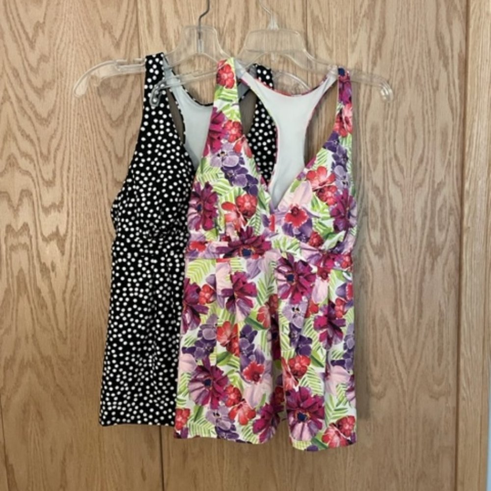2 Lands' End Flutter Tankini Tops - Size 12